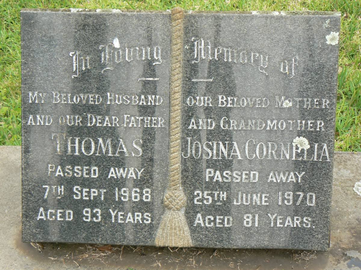FULLERTON Thomas -1968 &amp; Josina Cornelia -1970