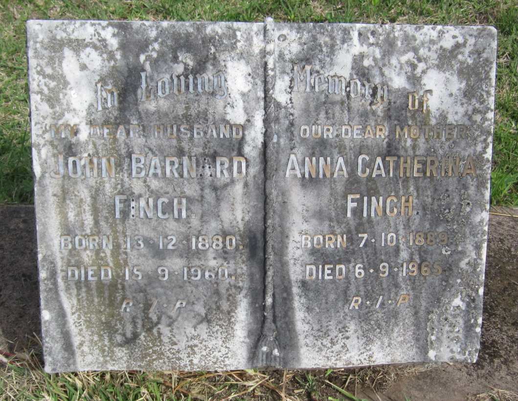 FINCH John Barnard 1880-1960 &amp; Anna Catherina 1889-1965