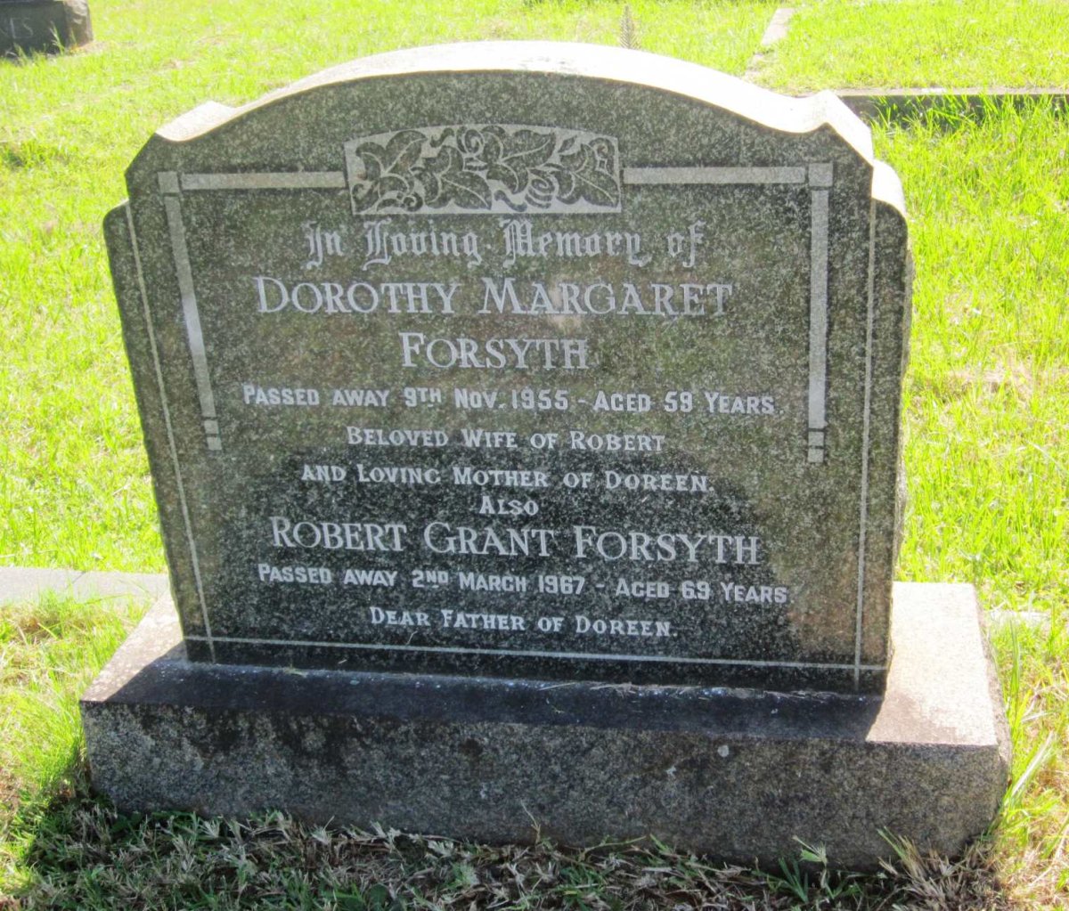FORSYTH Robert Grant -1967 &amp; Dorothy Margaret -1955