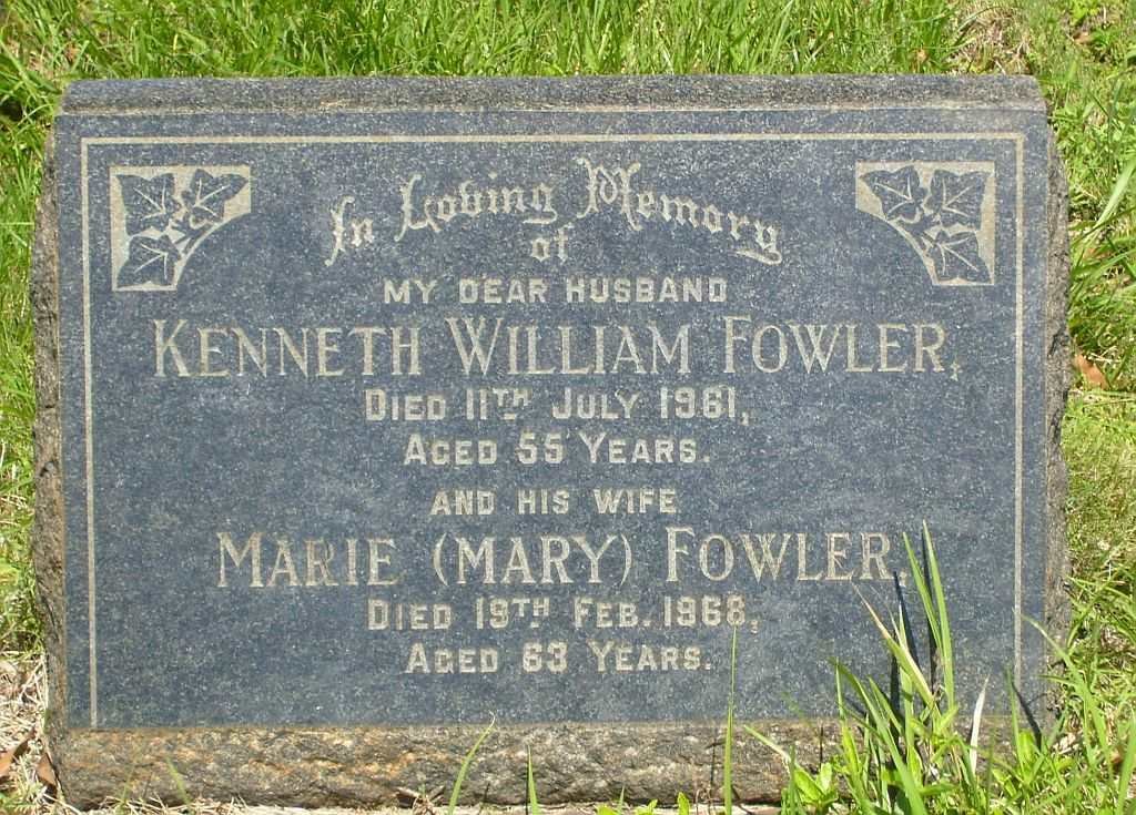 FOWLER Kenneth William -1961 &amp; Marie -1968