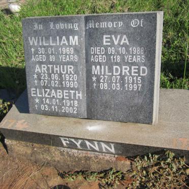 FYNN William -1969 :: FYNN Arthur 1920-1990 :: FYNN Elizabeth 1918-2002 :: FYNN Eva -1988 :: FYNN Mildred 1915-1997