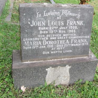 FRANK John Louis 1908-1965 &amp; Maria Dorothea 1910-1979