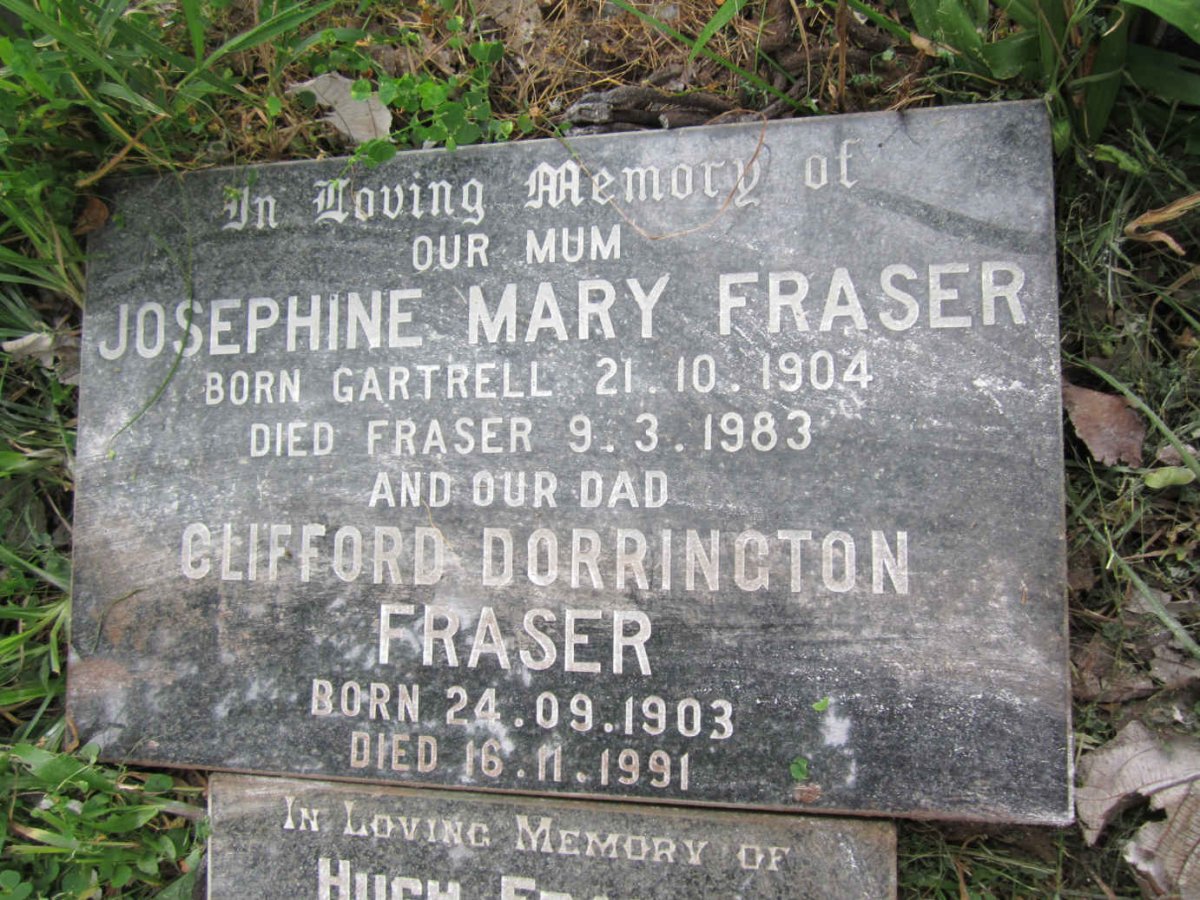 FRASER Clifford Dorrington 1903-1991 &amp; Josephine Mary GARTRELL 1904-1983