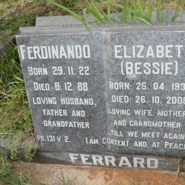 FERRARO Ferdinando 1922-1988 &amp; Elizabeth 1935-2005