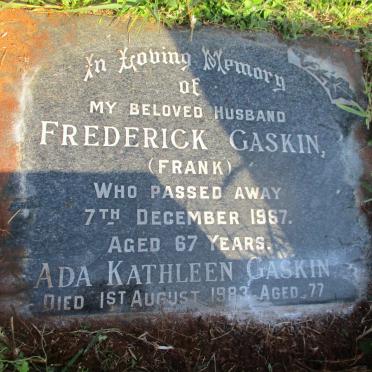 GASKIN Frederick -1967 &amp; Ada Kathleen -1983
