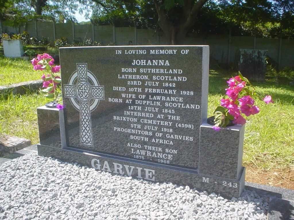GARVIE Lawrance 1845-1918 &amp; Johanna SUTHERLAND 1842-1928 :: GARVIE Lawrance 1875-1968