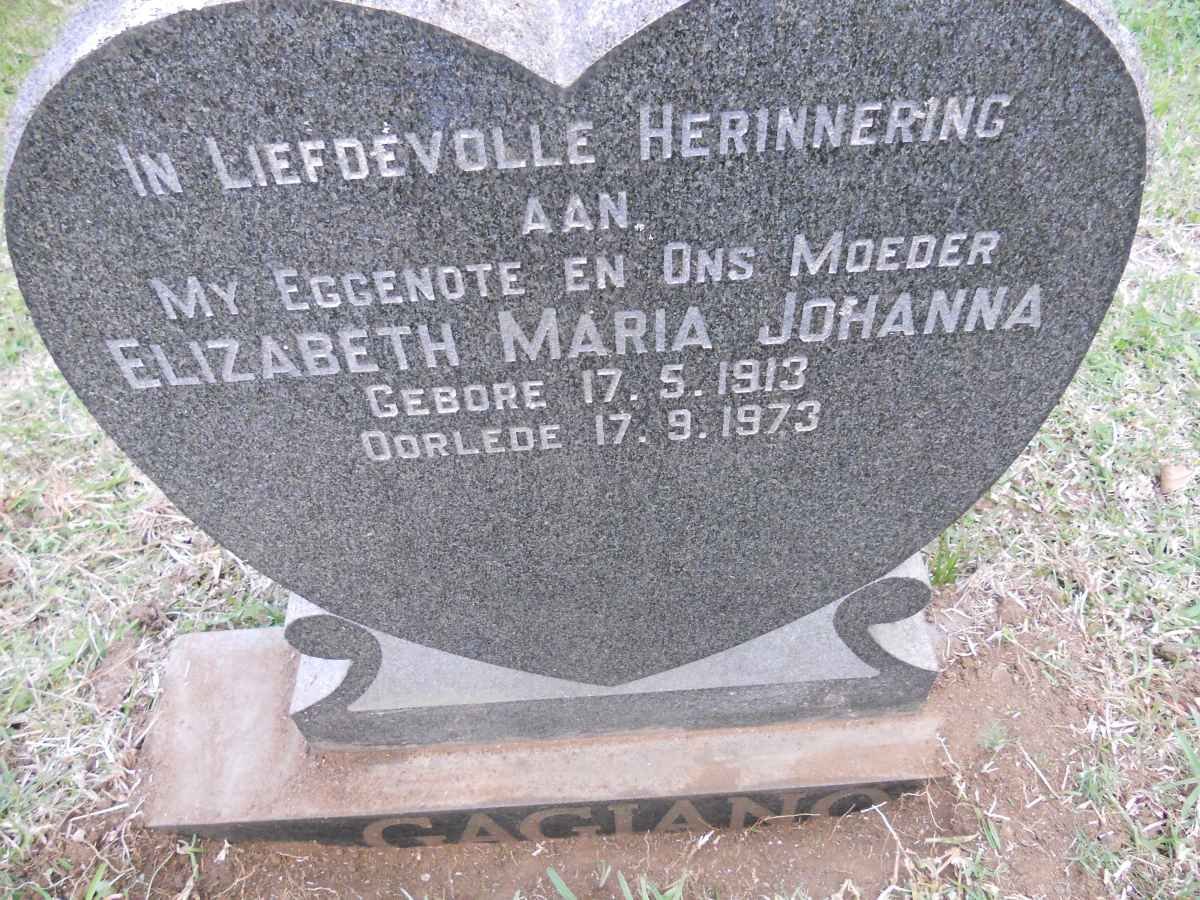 GAGIANO Elizabeth Maria Johanna 1913-1973