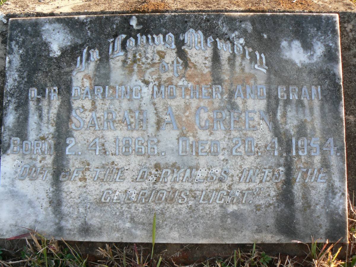GREEN Sarah A. 1866-1954