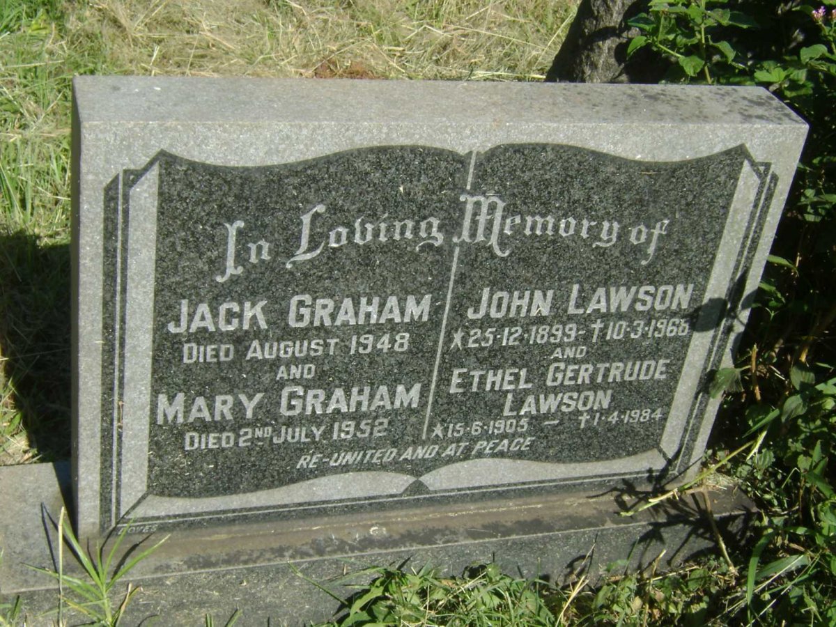 GRAHAM Jack -1948 &amp; Mary -1952 :: LAWSON John 1899-1966 &amp; Ethel Gertrude 1905-1984