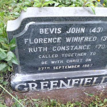 GREENFIELD Bevis John -1987 :: GREENFIELD Florence Winifred -1987 :: GREENFIELD Ruth Constance -1987
