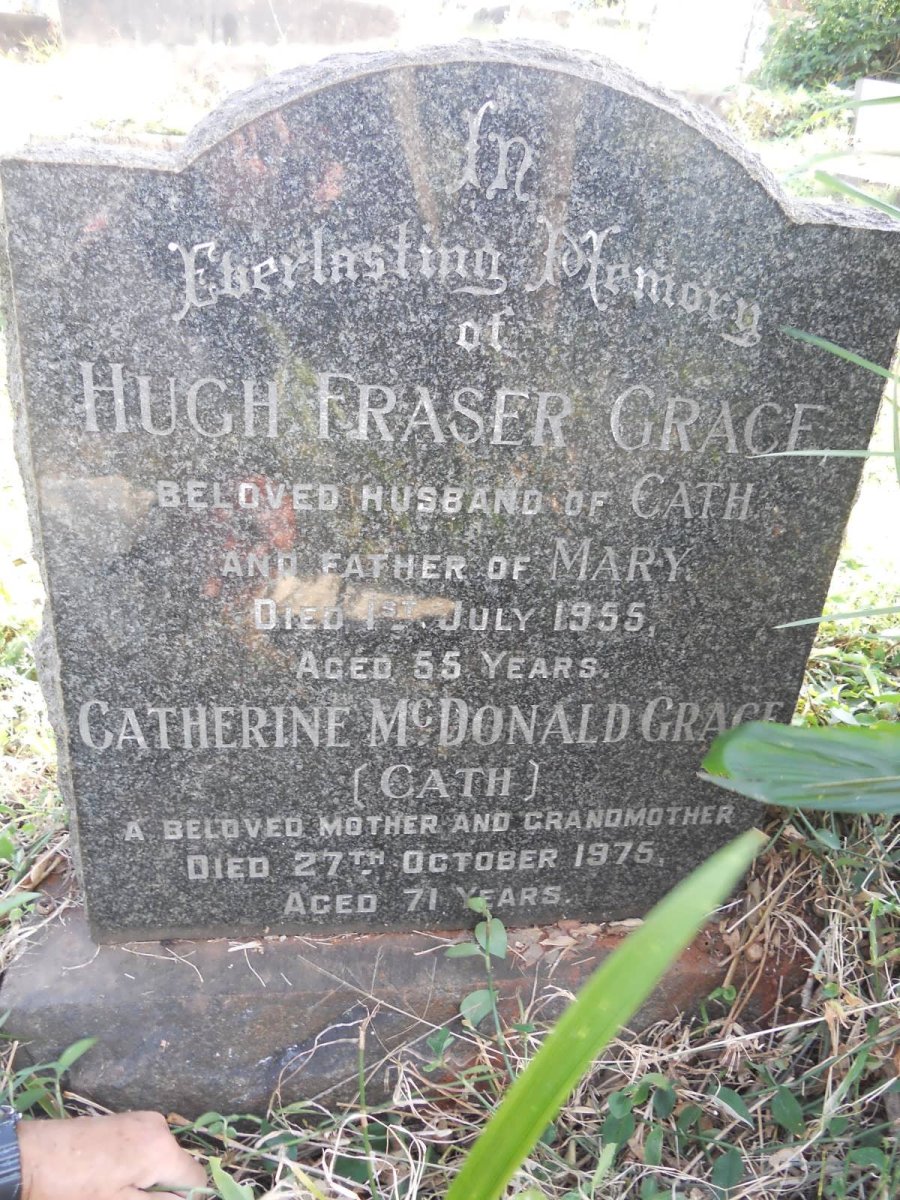 GRACE Hugh Fraser -1955 &amp; Catherine McDonald -1975