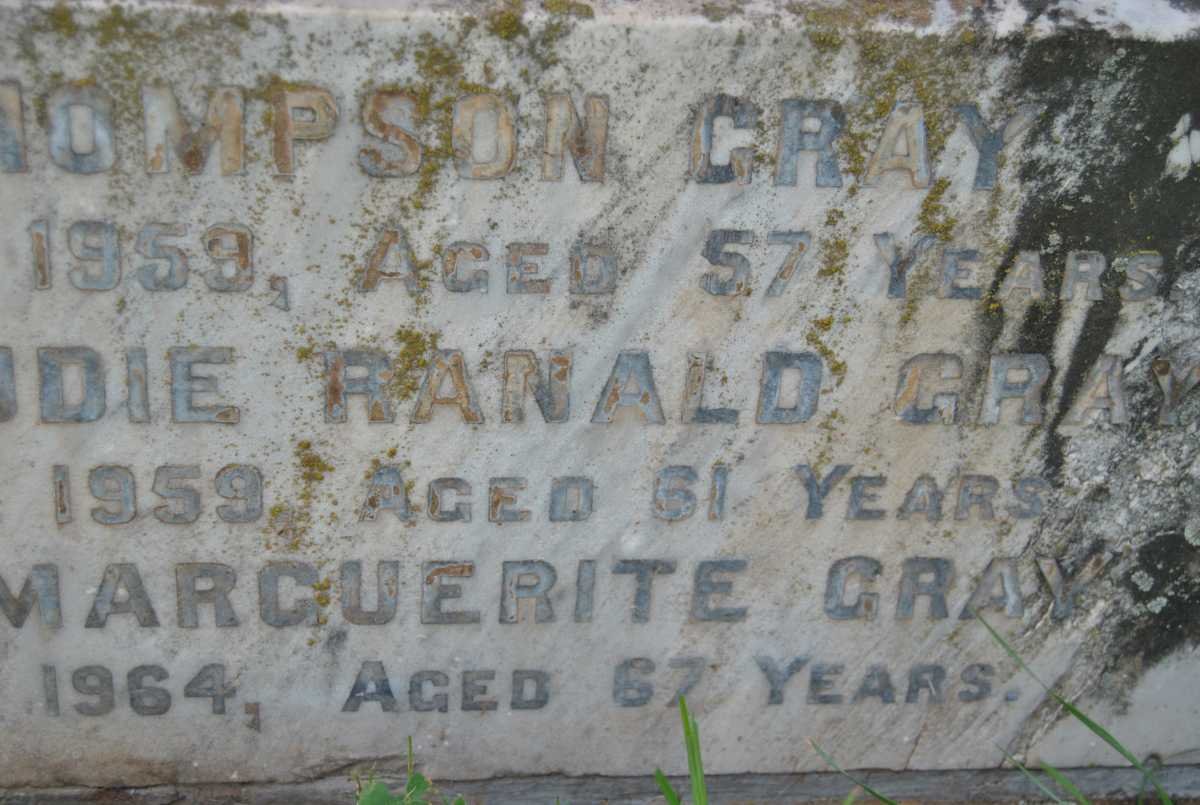 GRAY David Thompson -1959 ::  GRAY William Mudie Ranald -1959 :: GRAY Marjorie Marguerite -1964