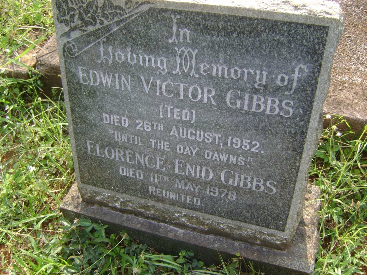 GIBBS Edwin Victor -1952 &amp; Florence Enid -1978