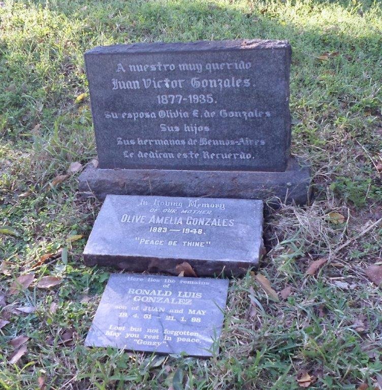 GONZALES Juan Victor 1877-1935 &amp; Olive Amelia 1883-1948 :: GONZALEZ Ronald Luis 1951-1998