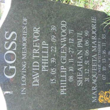 GOSS David Trevor Phillip 1939-1939 :: GOSS Phillip Glenwood 1911-1971 :: GOSS Sheahan Paul 1951-1990