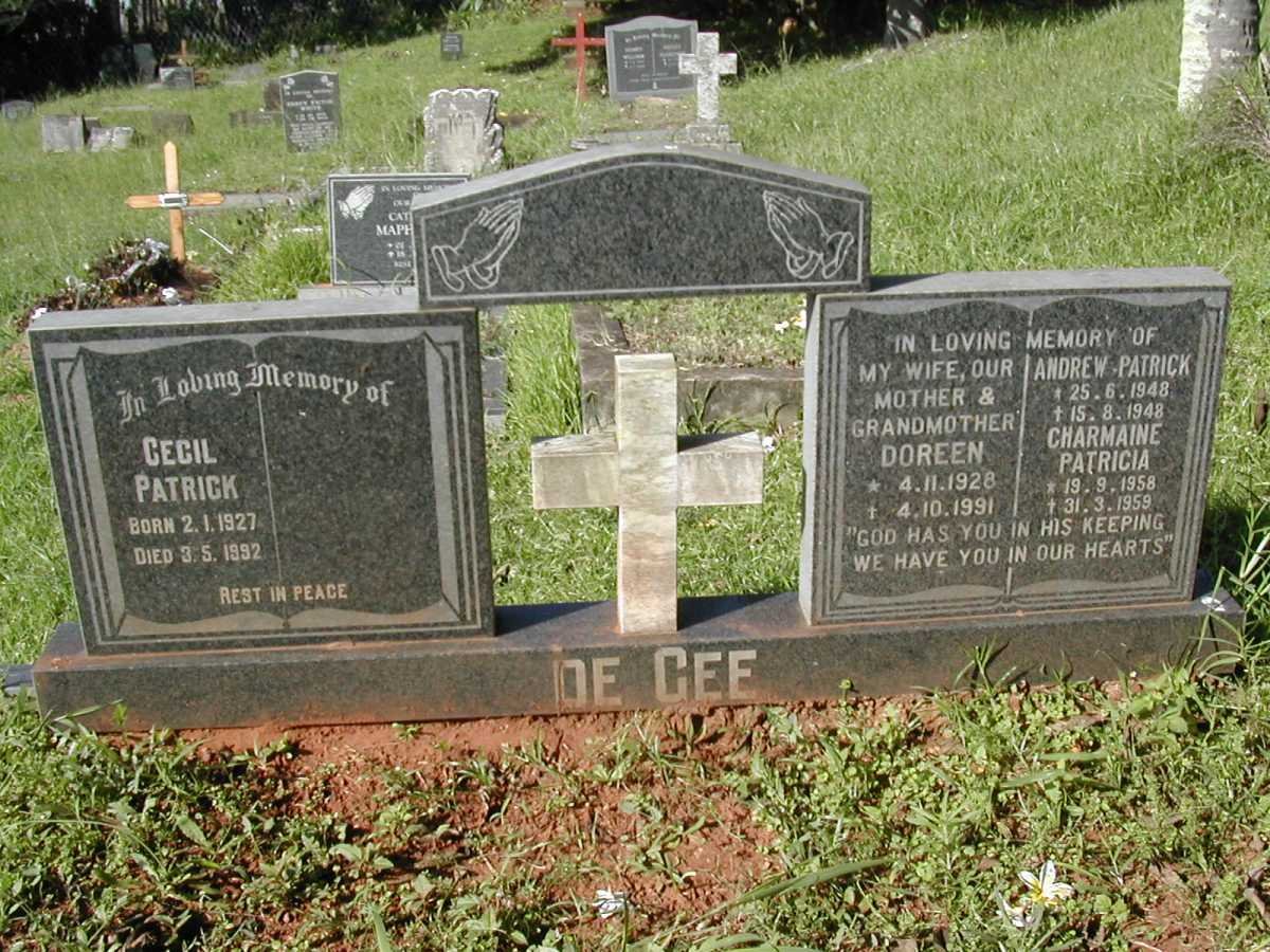 GEE Cecil Patrick, de 1927-1992 &amp; Doreen 1928-1991 :: de GEE Andrew Patrick 1948-1948 :: de GEE Charmaine Patricia 1958-1959
