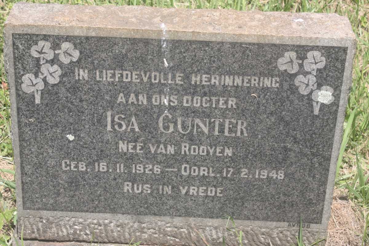 GUNTER Isa nee VAN ROOYEN 1926-1948