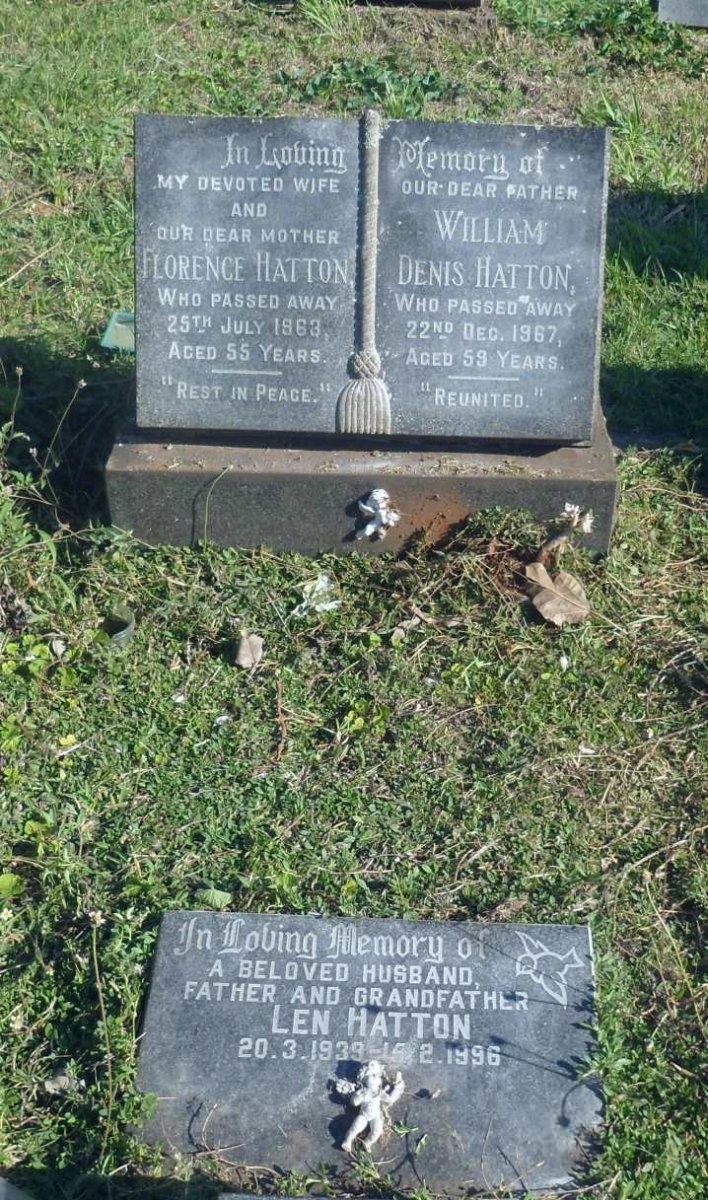 HATTON William Denis -1967 &amp; Florence -1963 :: HATTON Len 1939-1996