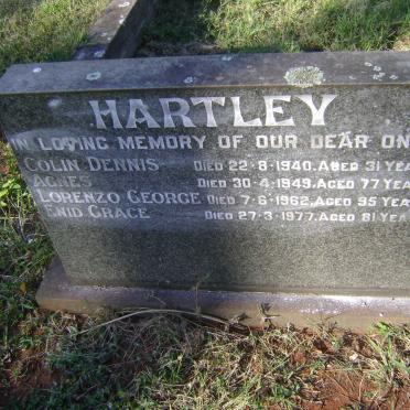 HARTLEY Lorenzo George -1962 :: HARTLEY Enid Grace -1977
