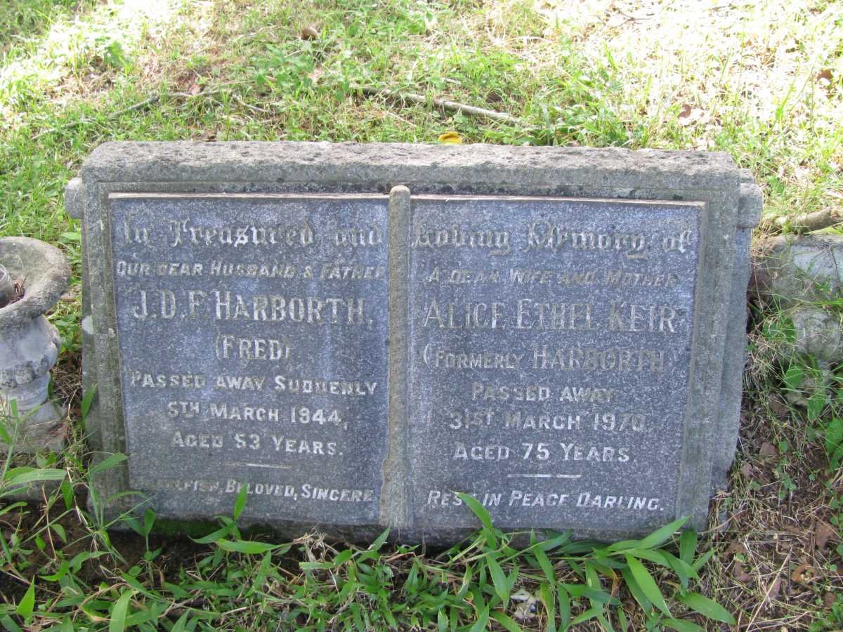 HARBORTH J.D.F. -1944 &amp; KEIR Alice Ethel previously HARBORTH -1970