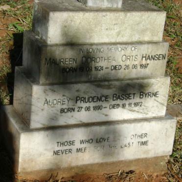 HANSEN Maureen Dorothea nee ORTS 1924-1997 :: BYRNE Audrey Prudence nee BASSET 1890-1972