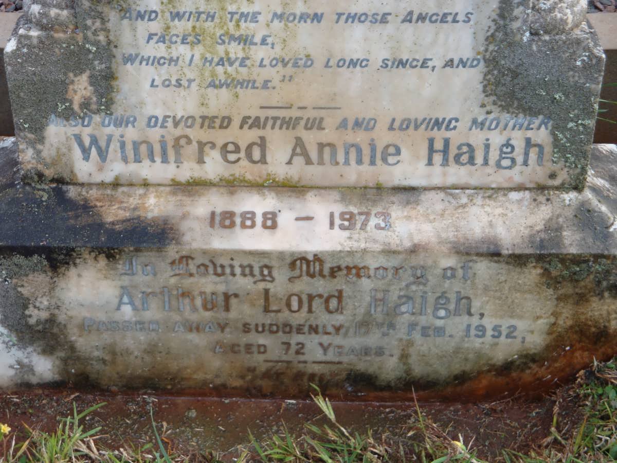 HAIGH Arthur Lord -1952 &amp; Winifred Annie 1888-1973