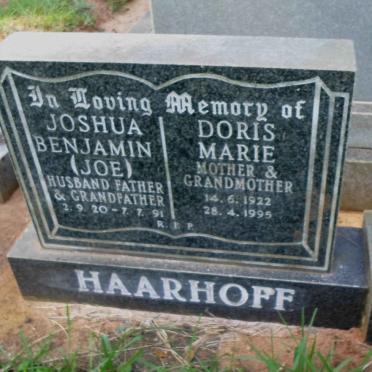 HAARHOFF Joshua Benjamin 1920-1991 &amp; Doris Marie 1922-1995