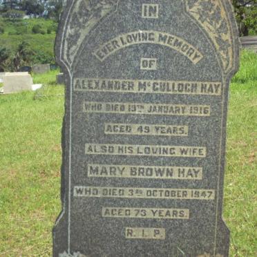 HAY Alexander McCulloch -1916 &amp; Mary Brown -1947