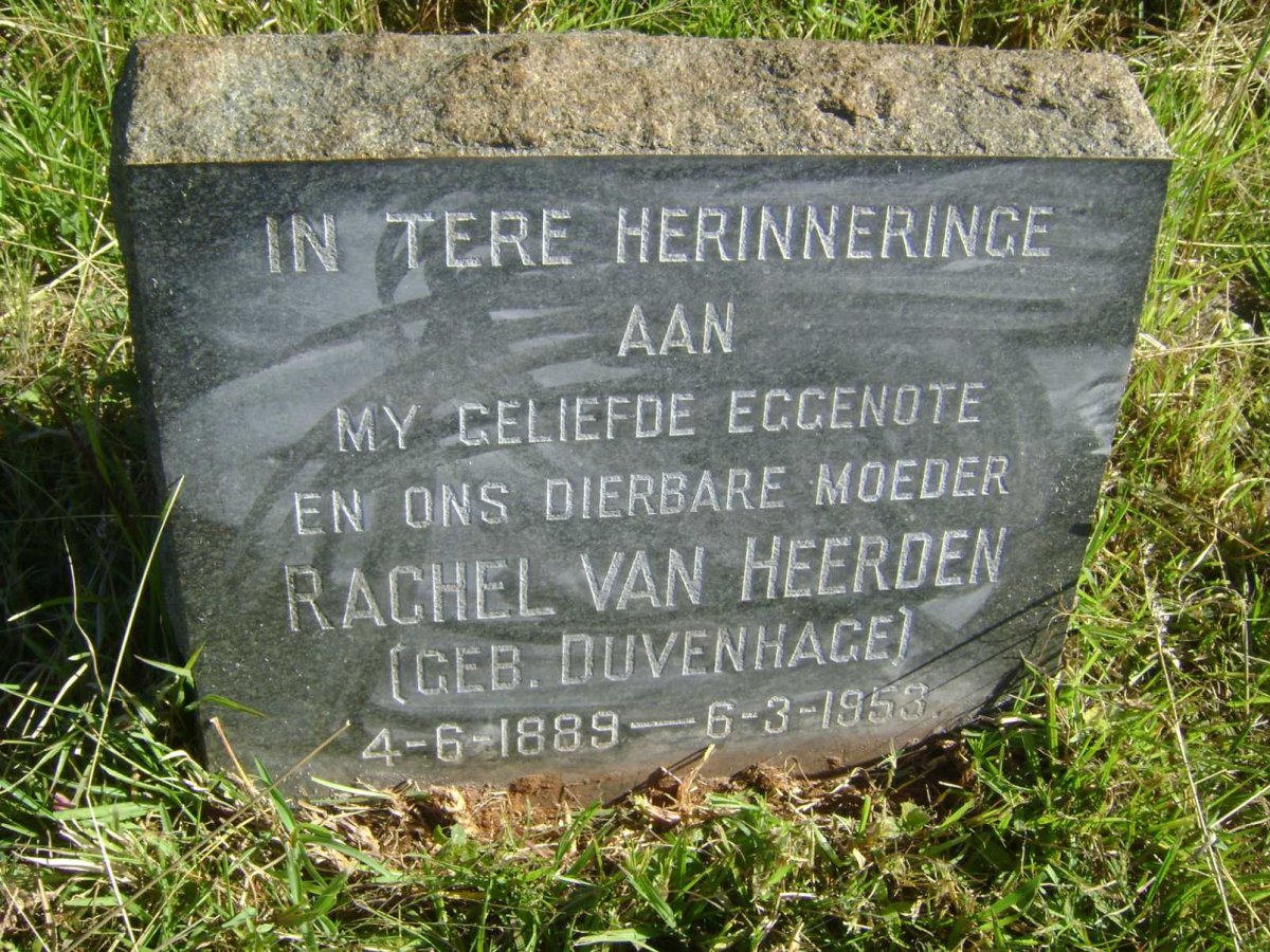 HEERDEN Rachel, van nee DUVENHAGE 1889-1953