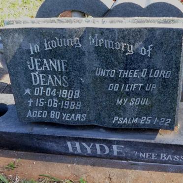 HYDE Jeanie Deans nee BASSON 1909-1989