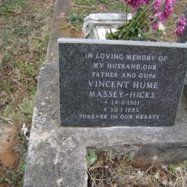 HICKS Vincent Hume, MASSEY 1921-1993