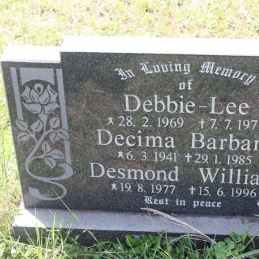 HILL Decima Barbara 1941-1985 ::  HILL Debbie-Lee 1969-1971 :: HILL Desmond William 1977-1996