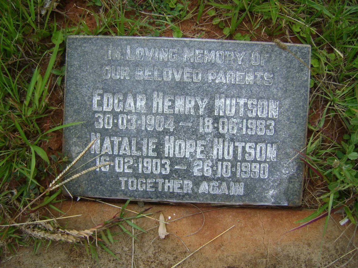 HUTSON Edgar Henry 1904-1983 &amp; Natalie Hope 1903-1990