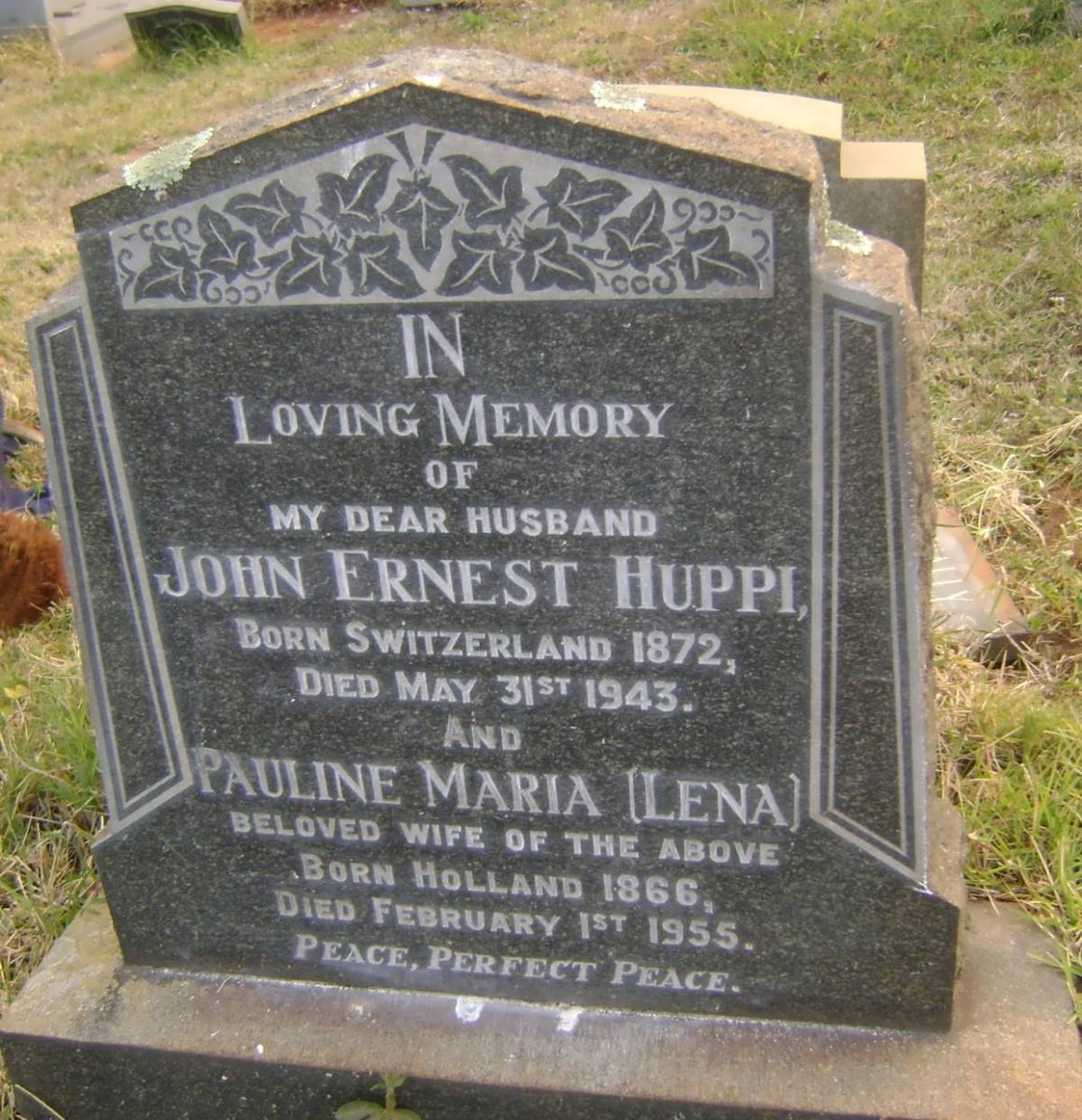 HUPPI John Ernest 1872-1943 &amp; Pauline Maria 1866-1955