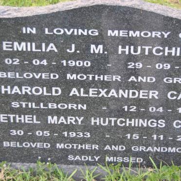 HUTCHINGS Emilia J.M. 1900-1968 :: CARTE Harold Alexander -1969 :: CARTE Ethel Mary Hutchings 1933-2003