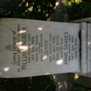 INGRAM William -1928 &amp; Annie Geddes -1953 :: INGRAM Jenny -1940