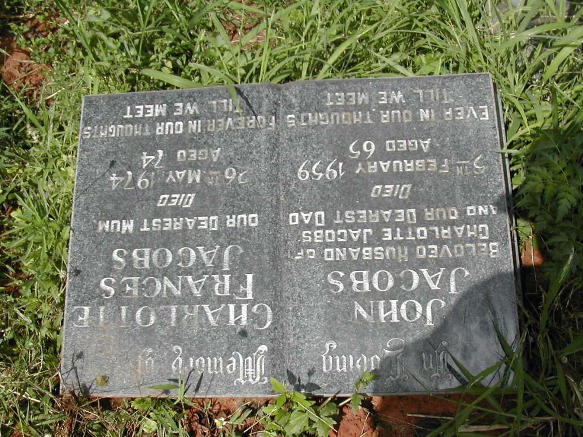 JACOBS John -1959 &amp; Charlotte Frances -1974