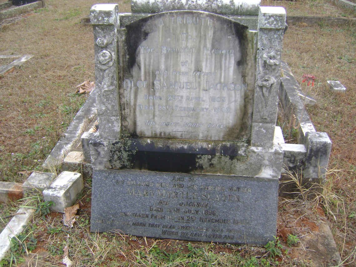 JACKSON Olof Samuel 1895-1942 :: SLATER Mary Myrtle nee JACKSON 1896-1943