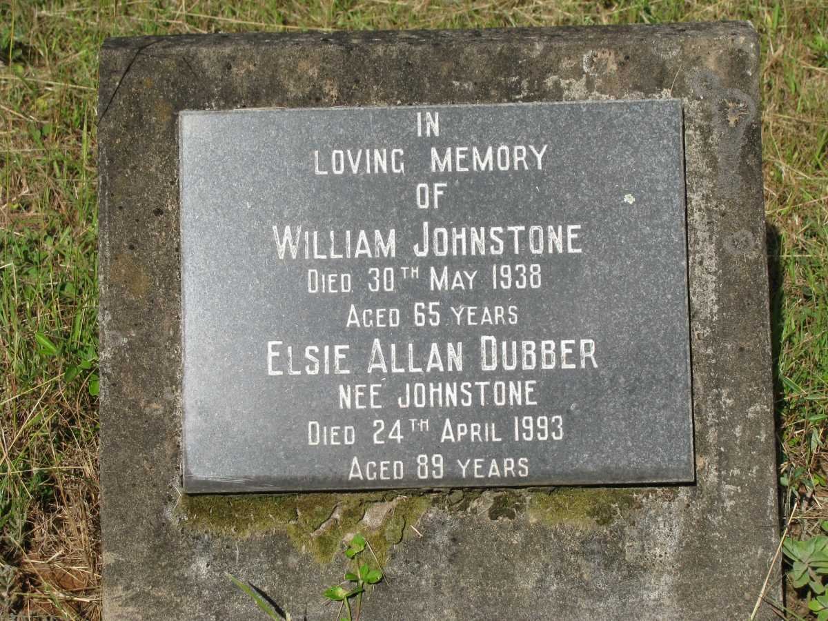 JOHNSTONE William -1938 :: DUBBER Elsie Allan nee JOHNSTONE -1993