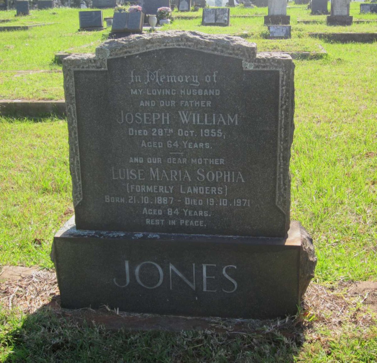 JONES Joseph William -1955 &amp; Luise Maria Sophia formerly LANDERS 1887-1971