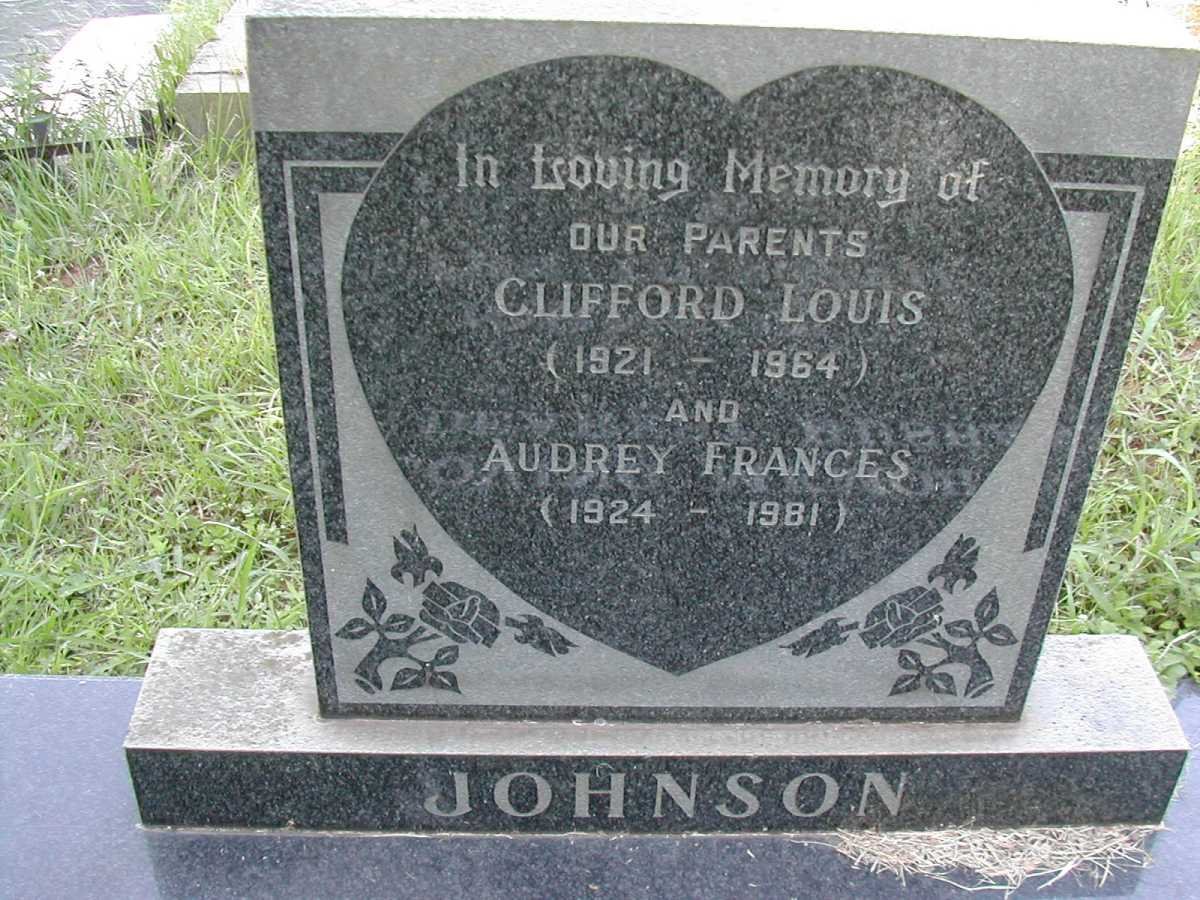 JOHNSON Clifford Louis 1921-1964 &amp; Audrey Frances 1924-1981 :: JOHNSON Peter Ormond 1955-1988