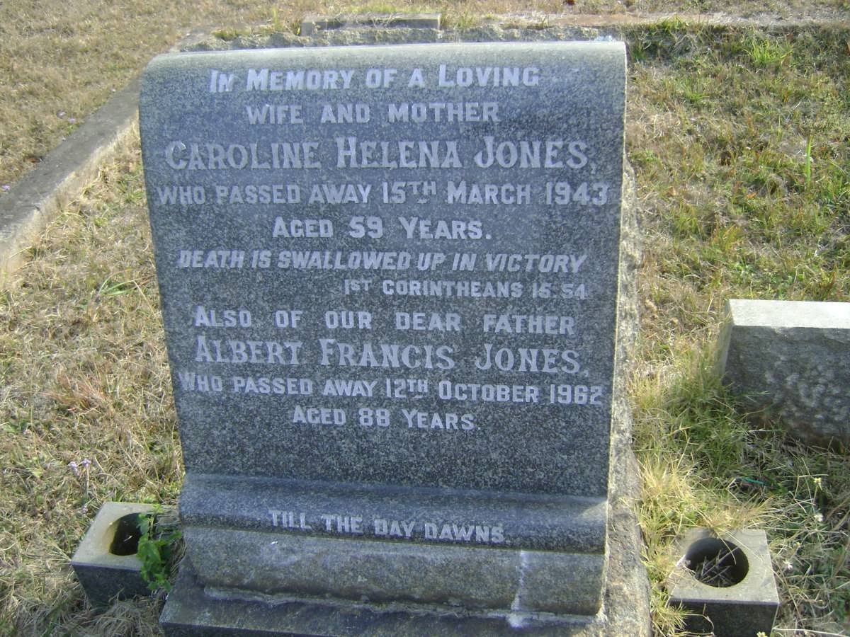 JONES Albert Francis -1982 &amp; Caroline Helena -1943 :: JONES Hilda Mary Louisa -1952