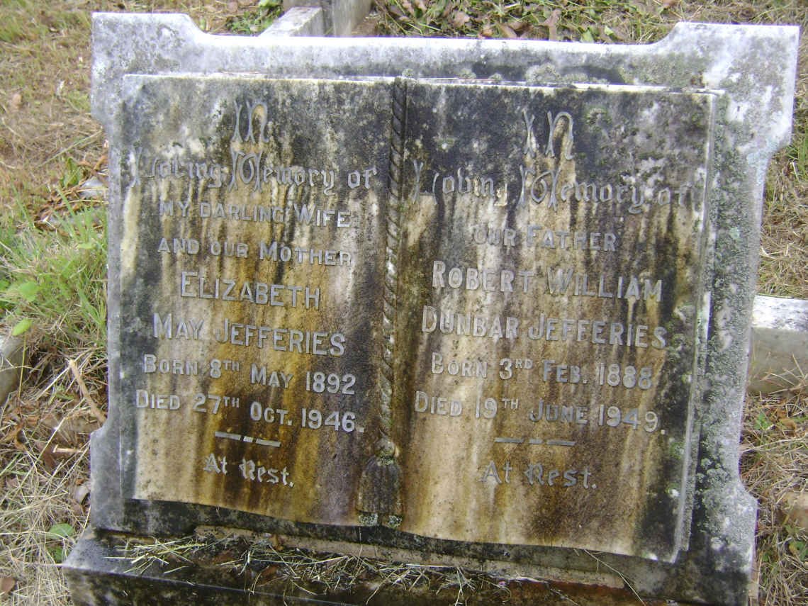 JEFFERIES Robert William Dunbar 1888-1949 &amp; Elizabeth May 1892-1946
