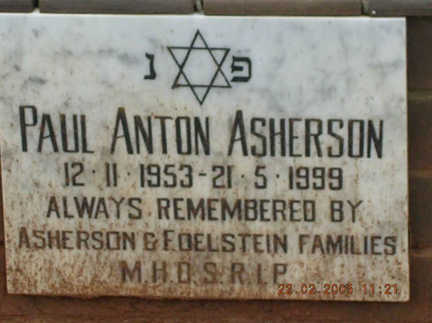 ASHERSON Paul Anton 1953-1999