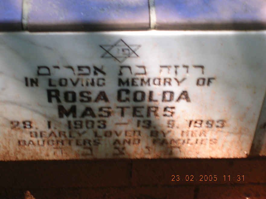 MASTERS Rosa Golda 1903-199?
