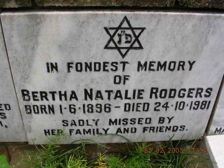 RODGERS Bertha Natalie 1896-1981