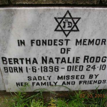 RODGERS Bertha Natalie 1896-1981