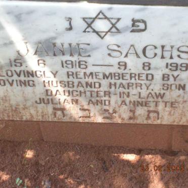 SACHS Janie 1916-1993