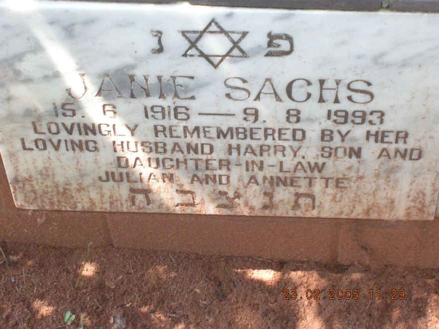 SACHS Janie 1916-1993