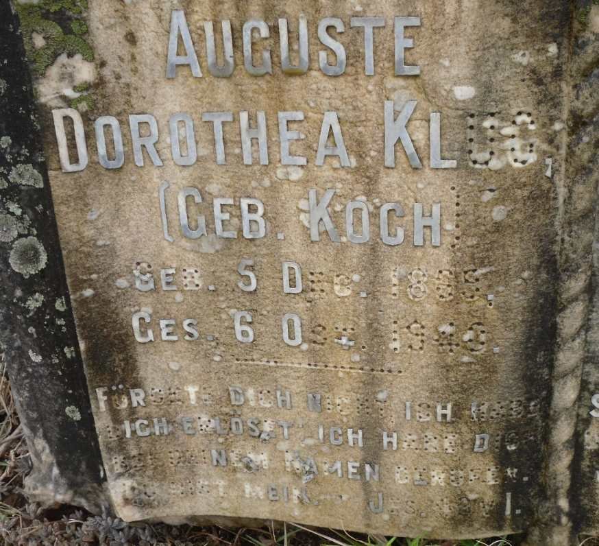 KLUG Auguste Dorothea nee KOCH 1869-1940